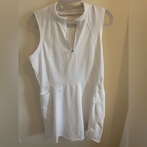Danskin White Athletic Dress with Zip Neck